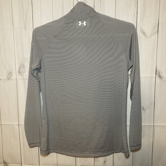 Under Armour Gray Stripe loose Heat Gear Long Sleeve Athletic Pullover Womens M - Picture 9 of 9